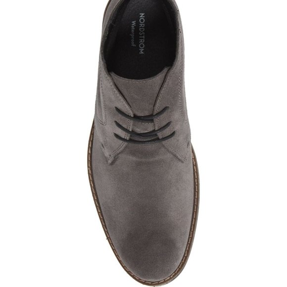 Nordstrom Men's 12-12.5 Grey Ms. Grayson Waterproof SUEDE Chukka Boot. ITALY - Picture 4 of 6